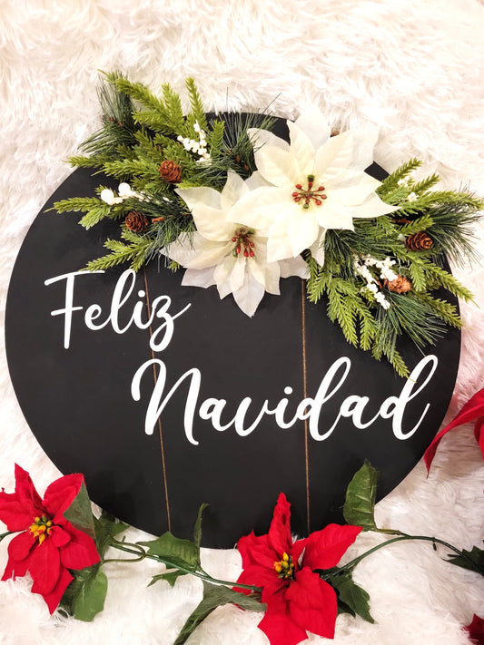 Feliz Navidad - 15.75" Round Wall Sign