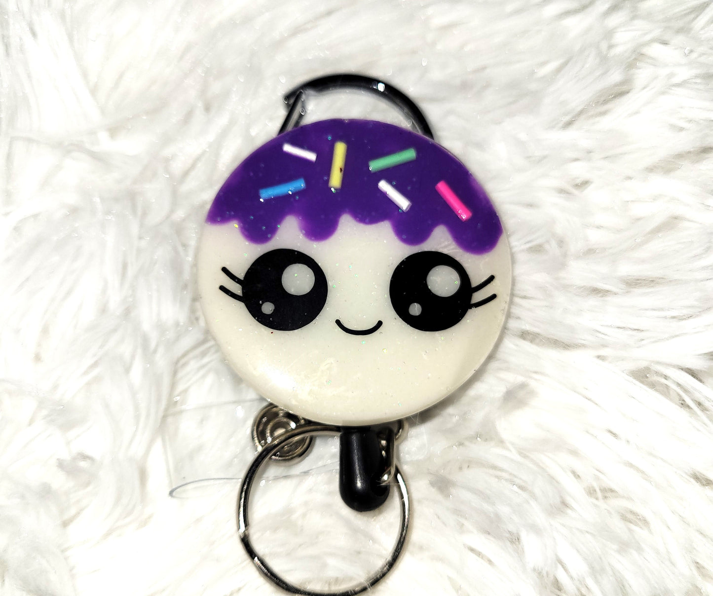 Cupcake Kawaii Face Badge Reel