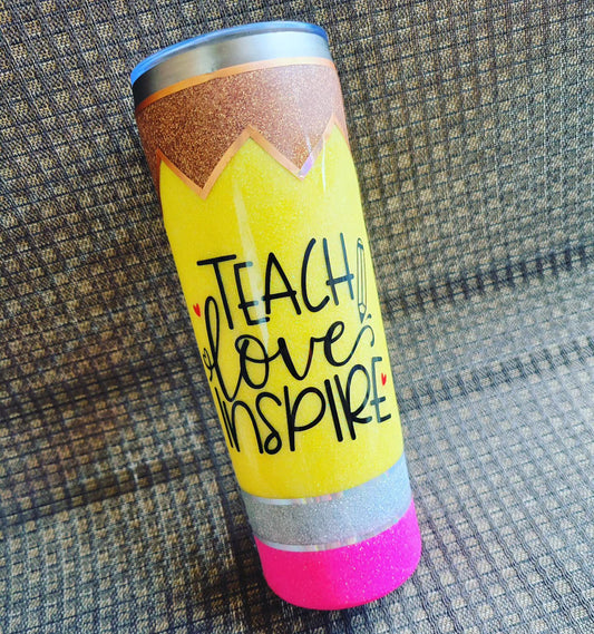 Teach, Love, Inspire - 20oz Skinny Tumbler